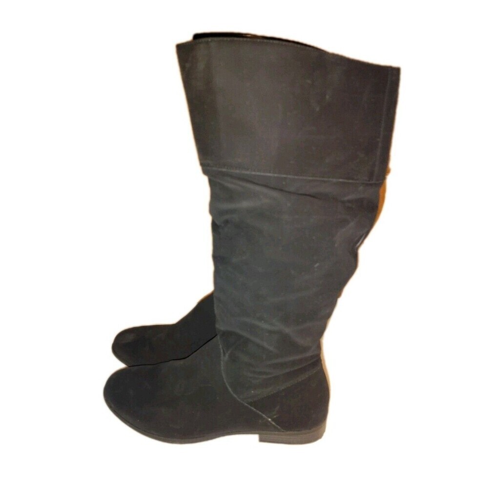 Style & Co. Kelimaep Black Faux Suede Tall Ruched Riding Boots – Size 8.5M